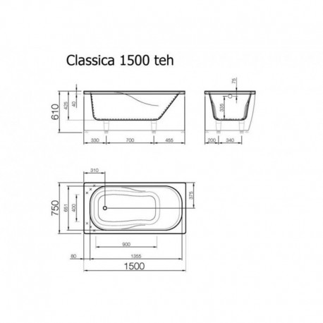 CLASSICA 150 vonios fasadinis skydas