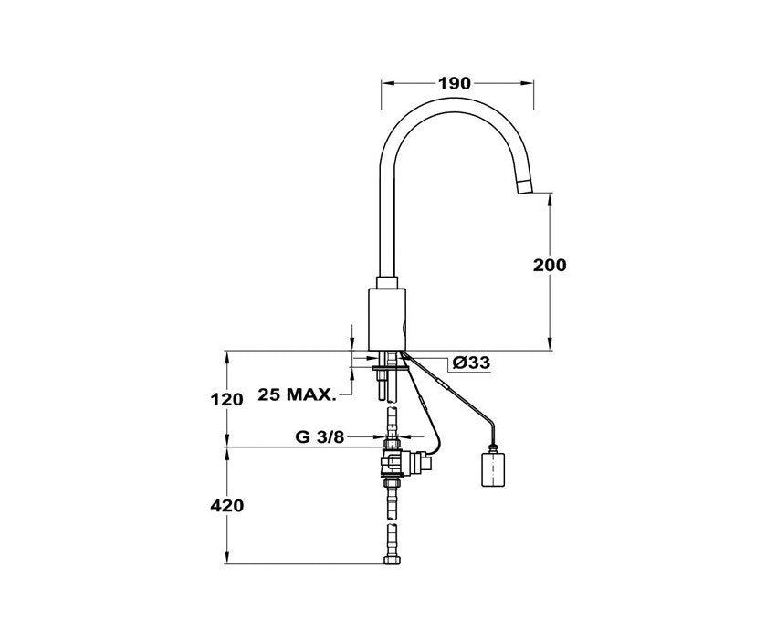 Sensorinis maišytuvas M-TRONIC MLU10, 6V (su 4 x 1.5V baterijomis)