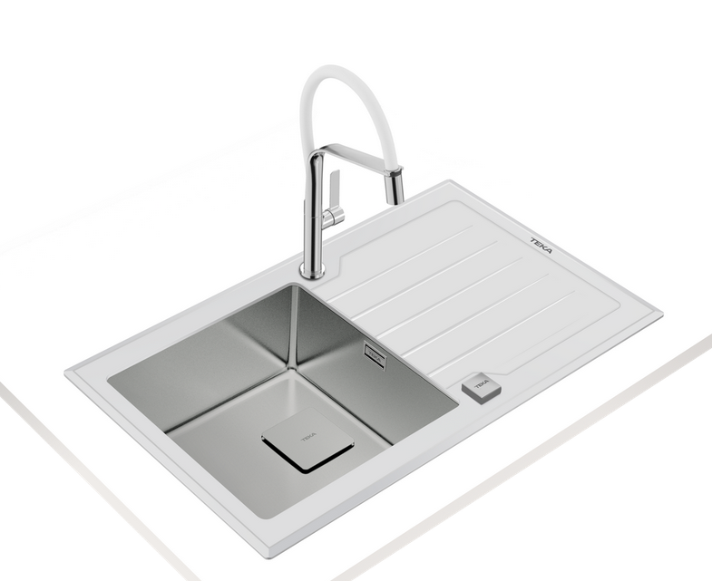TEKA DIAMOND LUX 1B 1D įleidžiama plautuvė, 86x51 cm, nerūdijantis plienas/balta