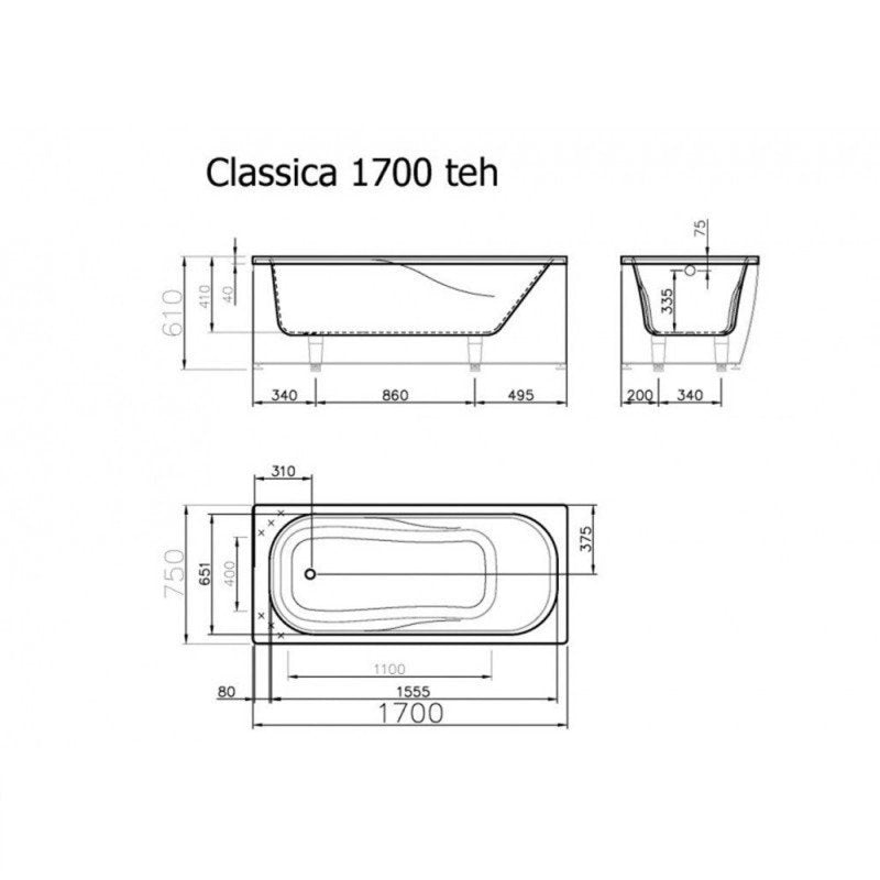 VISPOOL CLASSICA 170 vonios, L formos fasadinis skydas