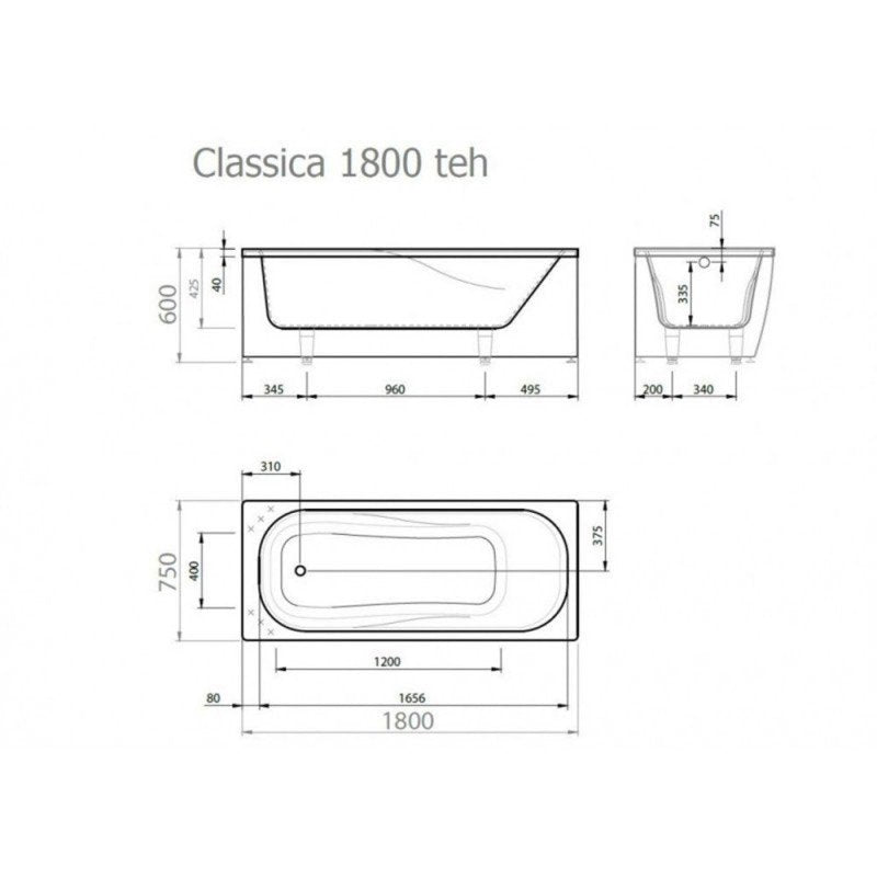 VISPOOL CLASSICA 180 vonios, L formos fasadinis skydas