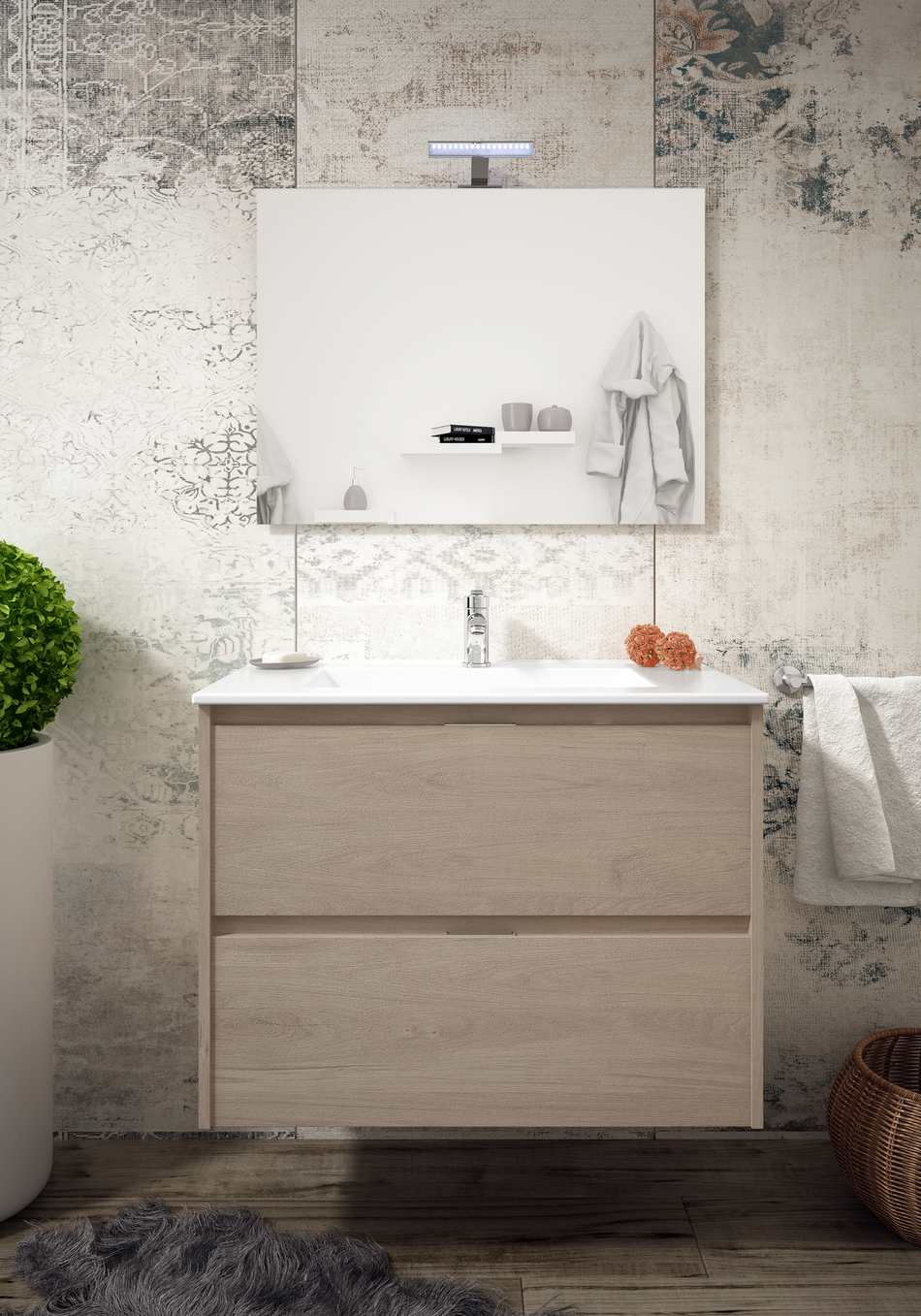 Vonios baldų komplektas TEKA INCA COMBO 2D 800, ąžuolas