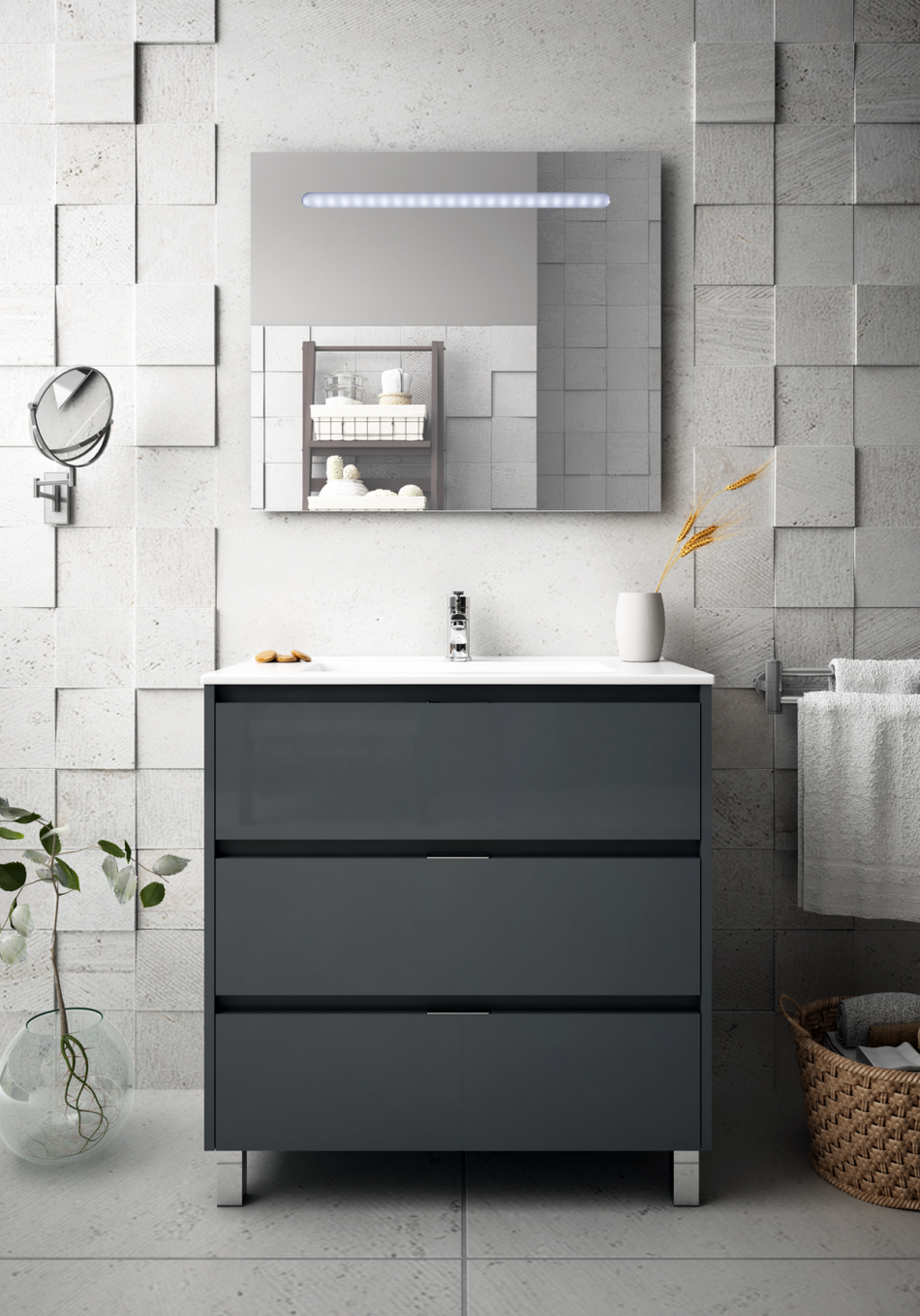 Vonios spintelė be praustuvo TEKA INCA 3D 80 GRAPHITE