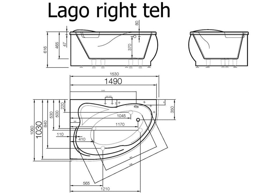 VISPOOL LAGO RIGHT vonios fasadinis skydas