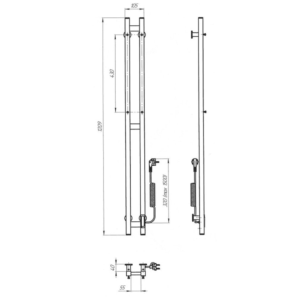 Baltas gyvatukas Duet Electro 80×1200