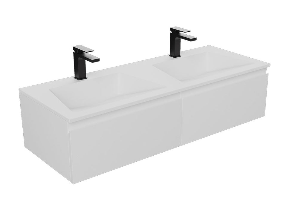 SOLLER 2B dvigubas įleidžiamas praustuvas, 120 cm, balta